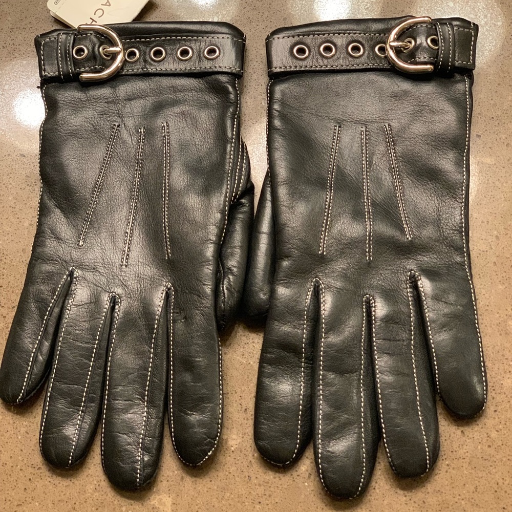 Coach Leather Gloves In Black sz 6 1/2